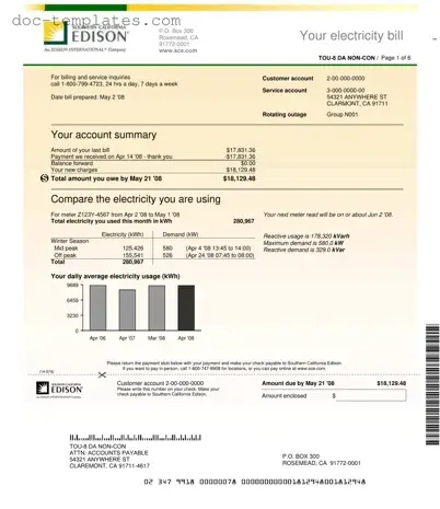 Download Edison Electricity Bill Template
