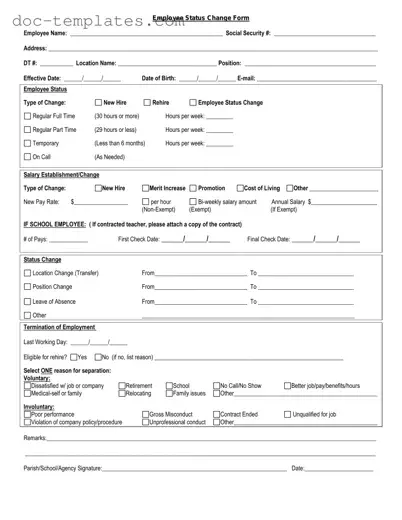 Download Employee Status Change Template