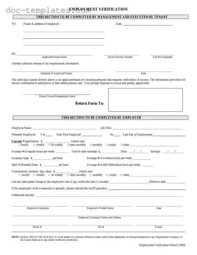 Download Employment verification form Template