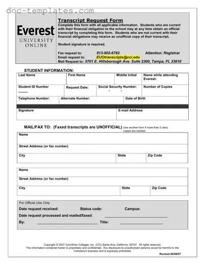 Download Everest University Transcript Template