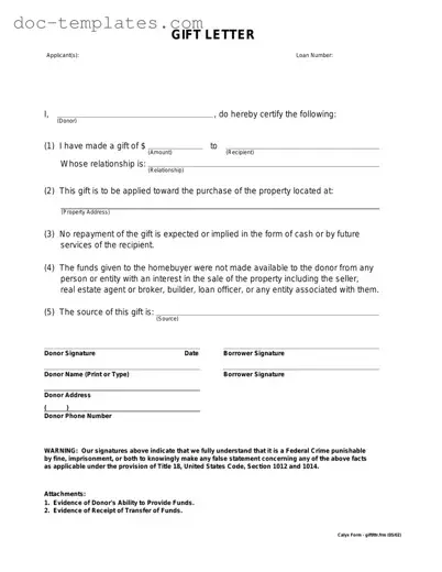 Download Gift Letter Template