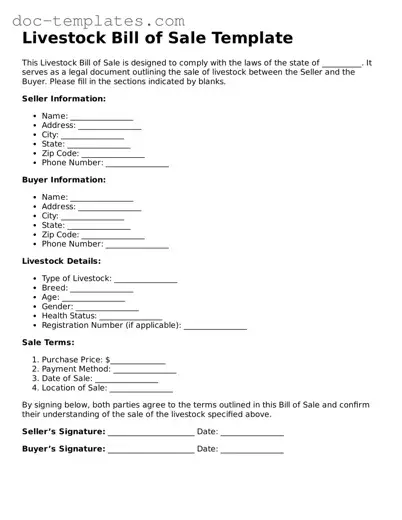 Official Livestock Bill of Sale Document