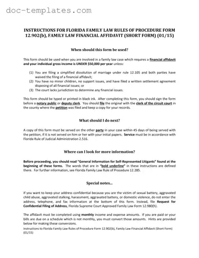 Download Florida Financial Affidavit Short 12.902(b) Template
