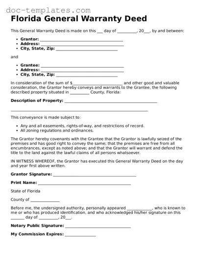 Legal  Deed Form for Florida