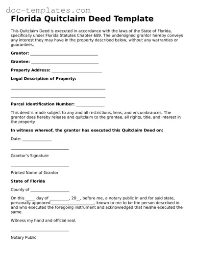 Legal  Quitclaim Deed Form for Florida