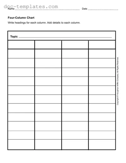 Download Four Column Chart Template