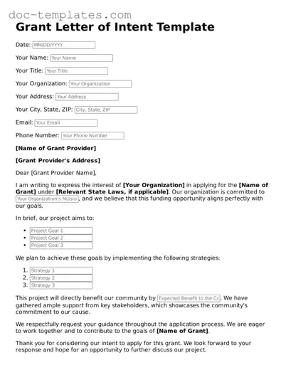 Official Grant Letter of Intent Document