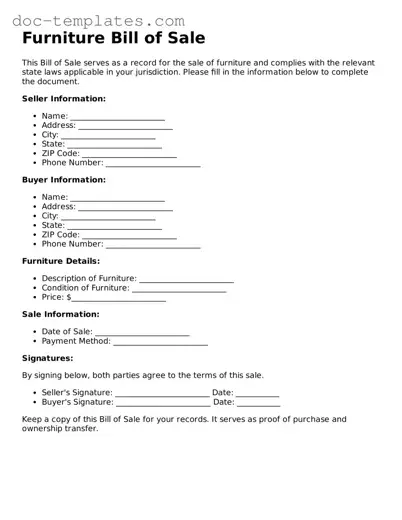 Official Furniture Bill of Sale Document