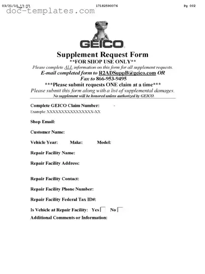 Download Geico Supplement Request Template