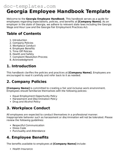 Legal  Employee Handbook Form for Georgia