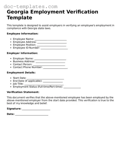 Legal  Employment Verification Form for Georgia