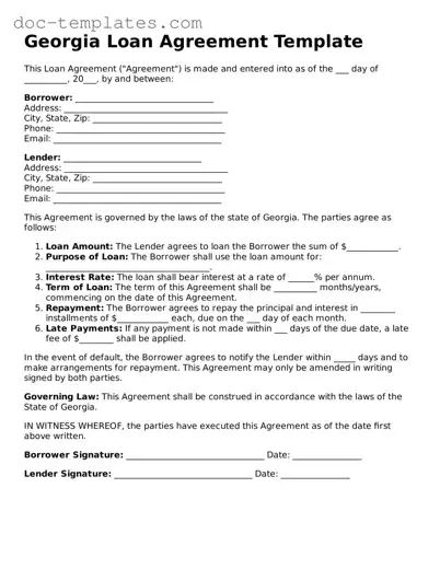 Legal  Loan Agreement Form for Georgia