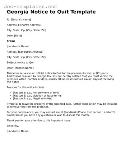 Legal  Notice to Quit Form for Georgia