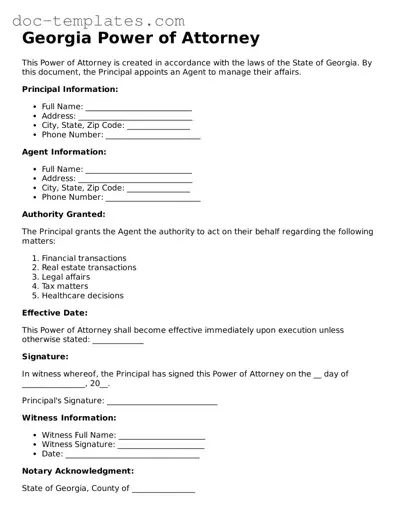 Legal  Power of Attorney Form for Georgia