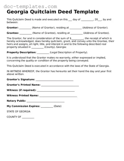 Legal  Quitclaim Deed Form for Georgia