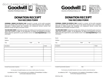 Download Goodwill donation receipt Template