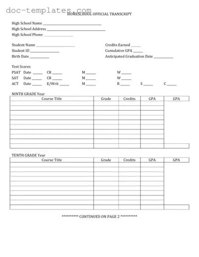 Download High School Transcript Template