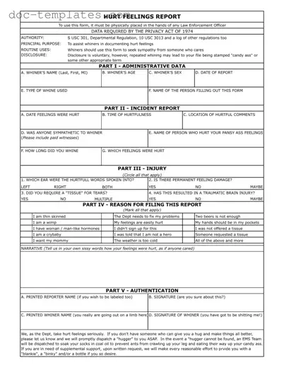 Download Hurt Feelings Report Template