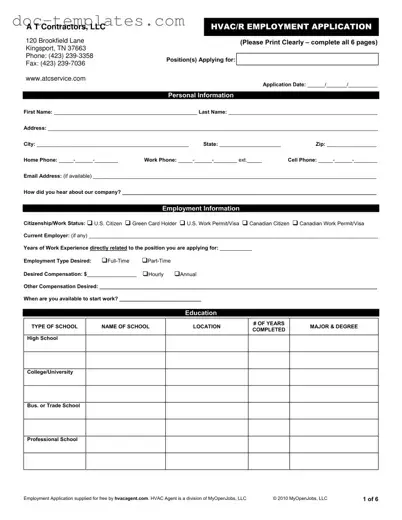 Download Hvac Job Application Template