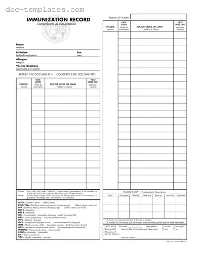 Download Immunization Record Template