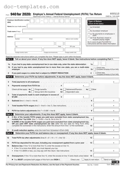 Download IRS 940 Template