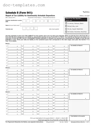 Download IRS Schedule B 941 Template