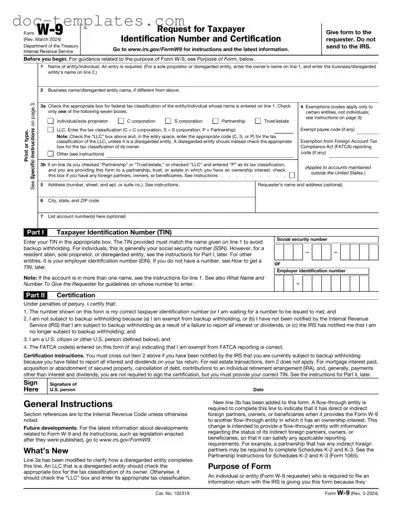 Download IRS W-9 Template