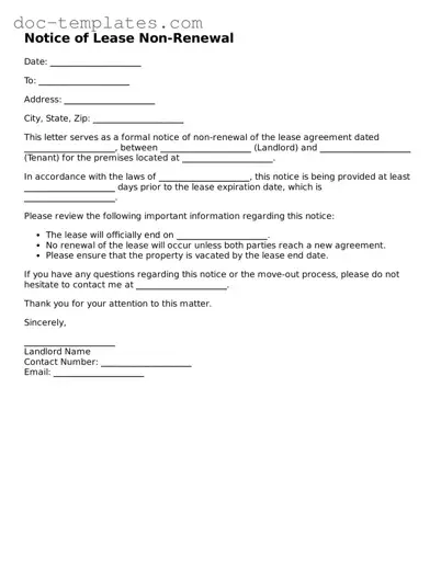Official Notice of Lease Non-Renewal Document