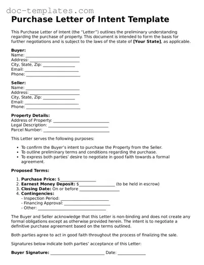 Official Purchase Letter of Intent Document