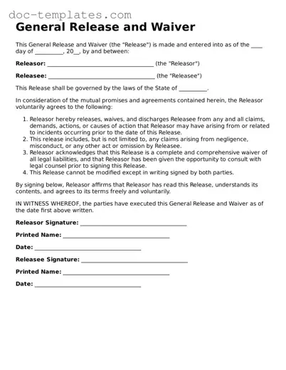 Official General Release and Waiver Document