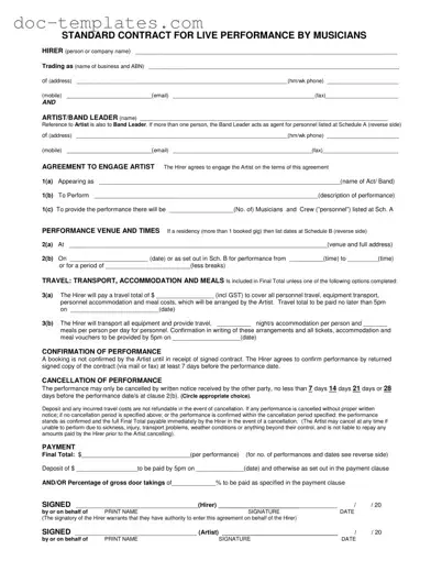 Download Live Performance Contract Template