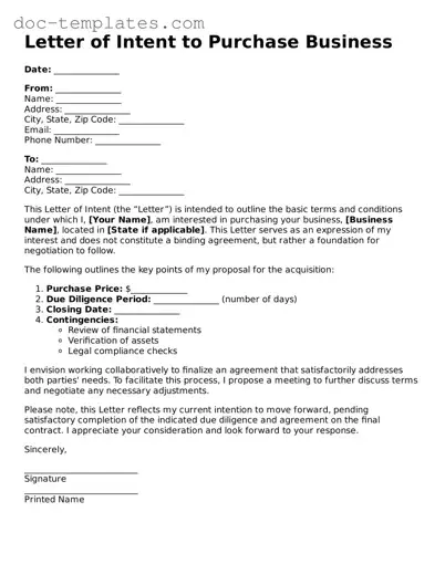 Official Letter of Intent to Purchase Business Document