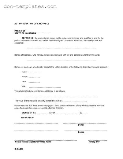 Download Louisiana act of donation Template