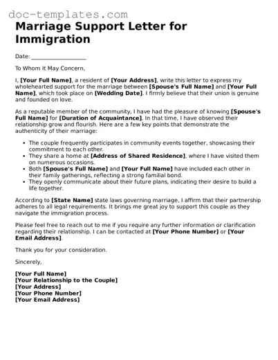 Official Marriage Support Letter for Immigration Document