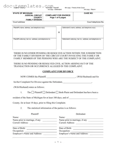 Download Michigan Complaint Divorce Template