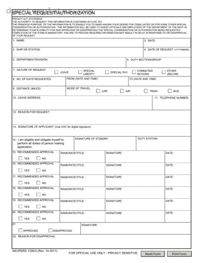 Download Navpers 1336 3 Template