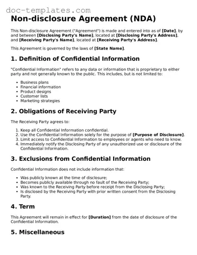 Official Non-disclosure Agreement Document