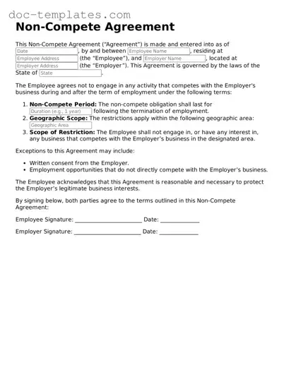 Official Non-compete Agreement Document