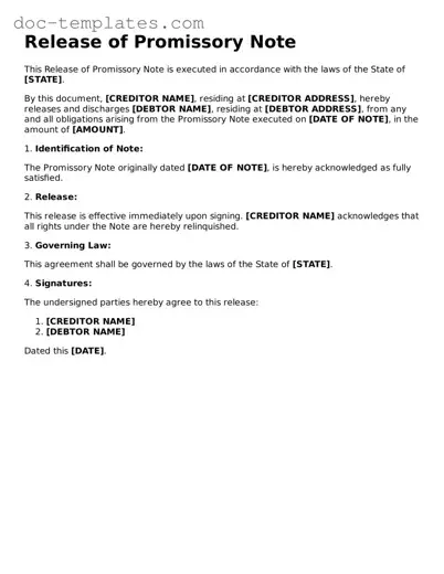 Official Release of Promissory Note Document