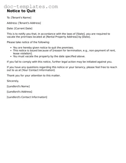 Official Notice to Quit Document
