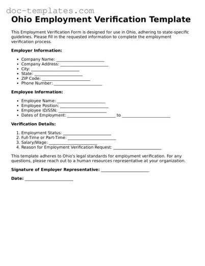 Legal  Employment Verification Form for Ohio