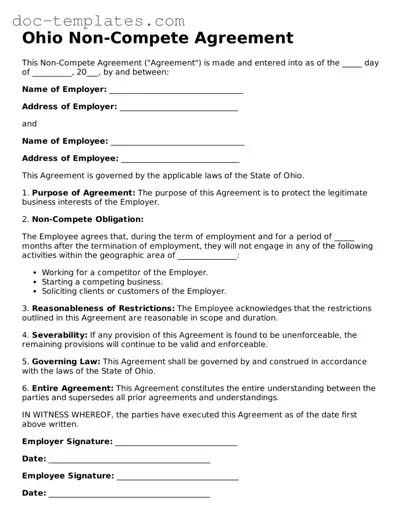 Legal  Non-compete Agreement Form for Ohio