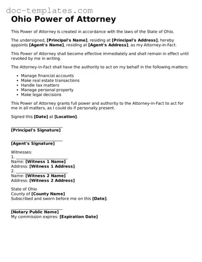 Legal  Power of Attorney Form for Ohio