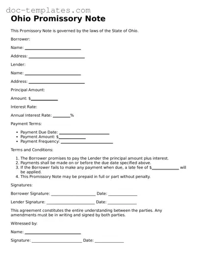 Legal  Promissory Note Form for Ohio