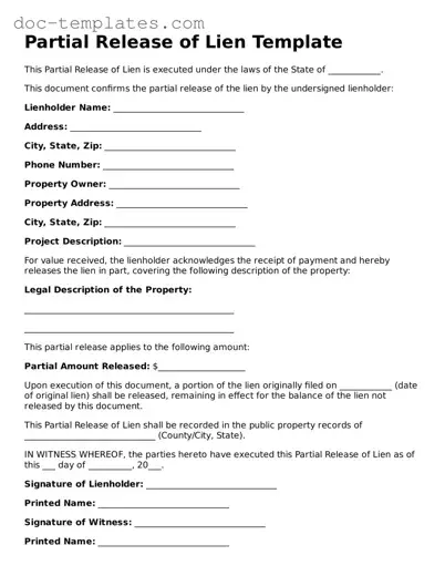 Official Partial Release of Lien Document