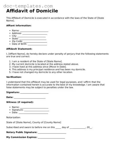 Official Affidavit of Domicile Document