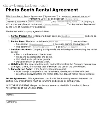 Official Photo Booth Rental Agreement Document