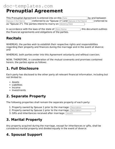 Official Prenuptial Agreement Document