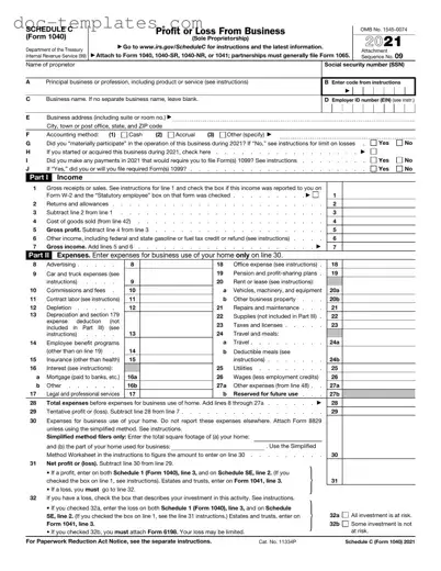 Download IRS Schedule C 1040 Template