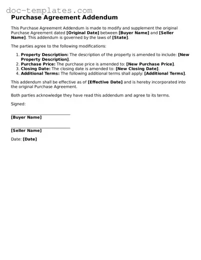 Official Purchase Agreement Addendum Document
